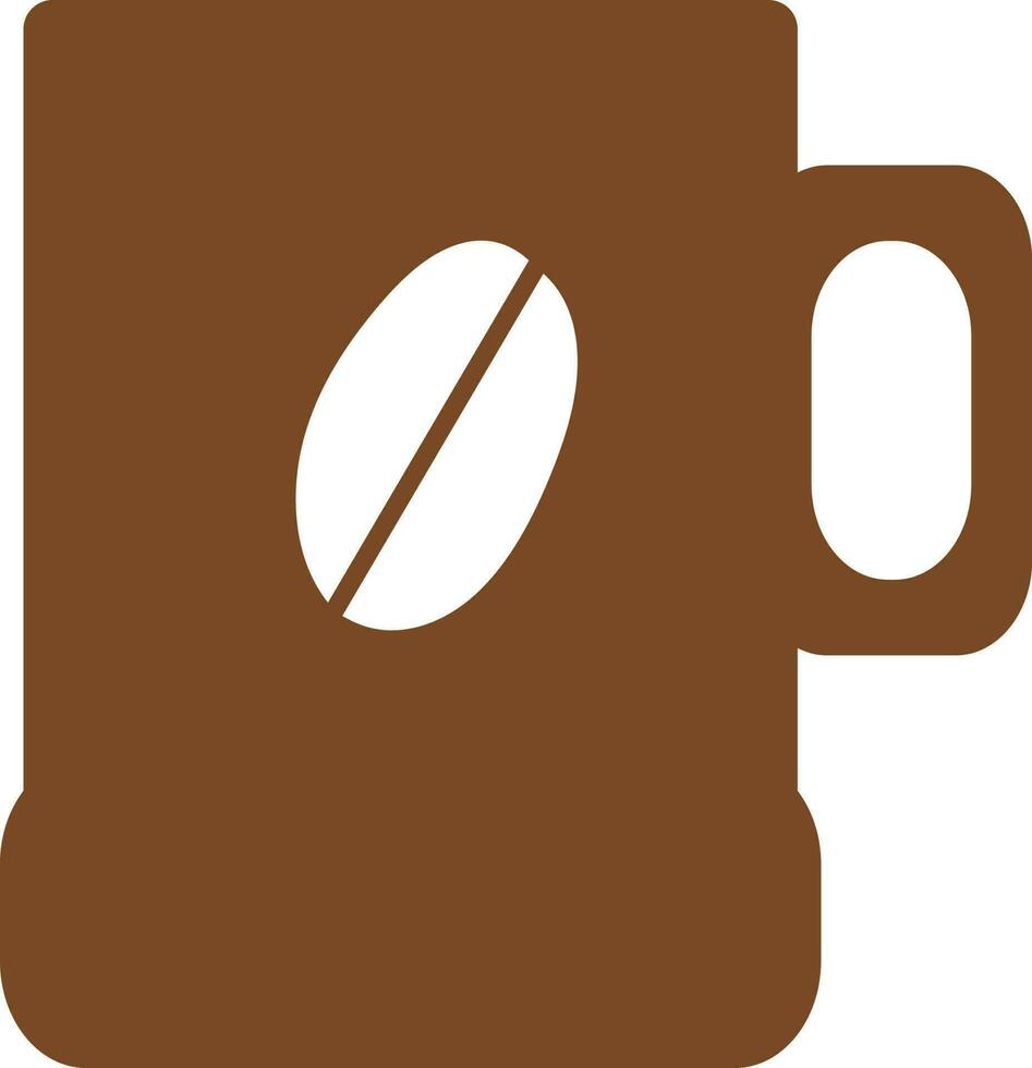 Brown coffee mug in flat style. vector
