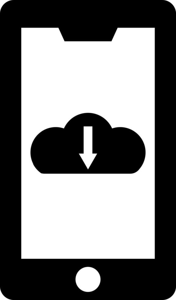 Upload cloud server in smartphone icon. vector