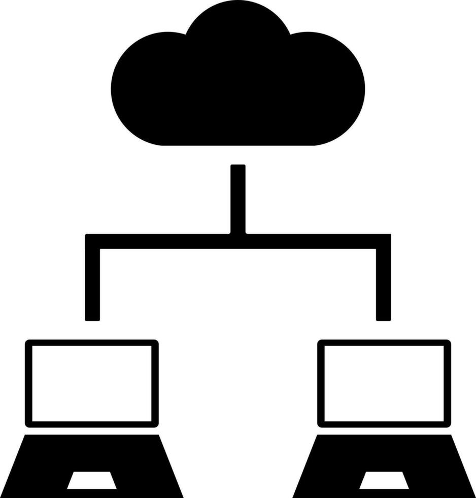 Cloud server connected laptop icon. vector