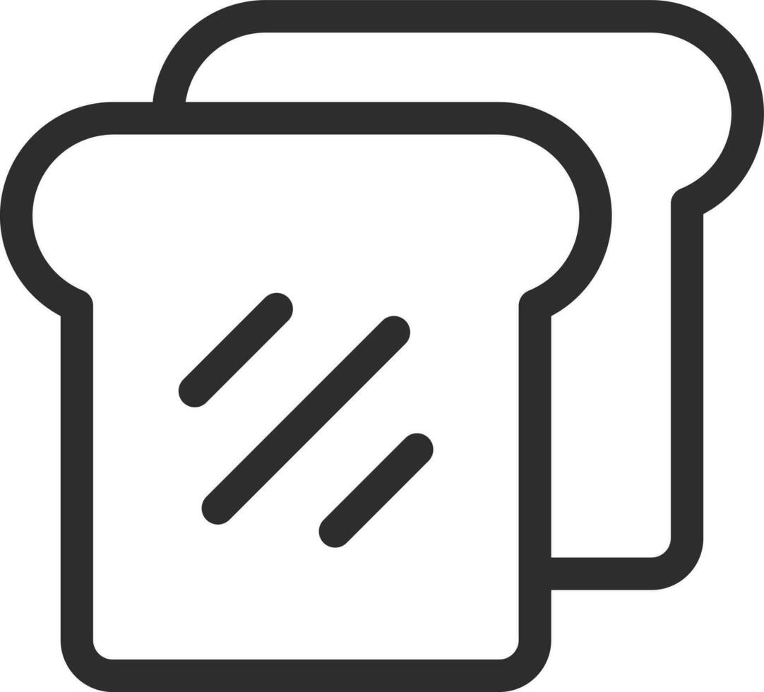 Bread or toast icon in line art. vector