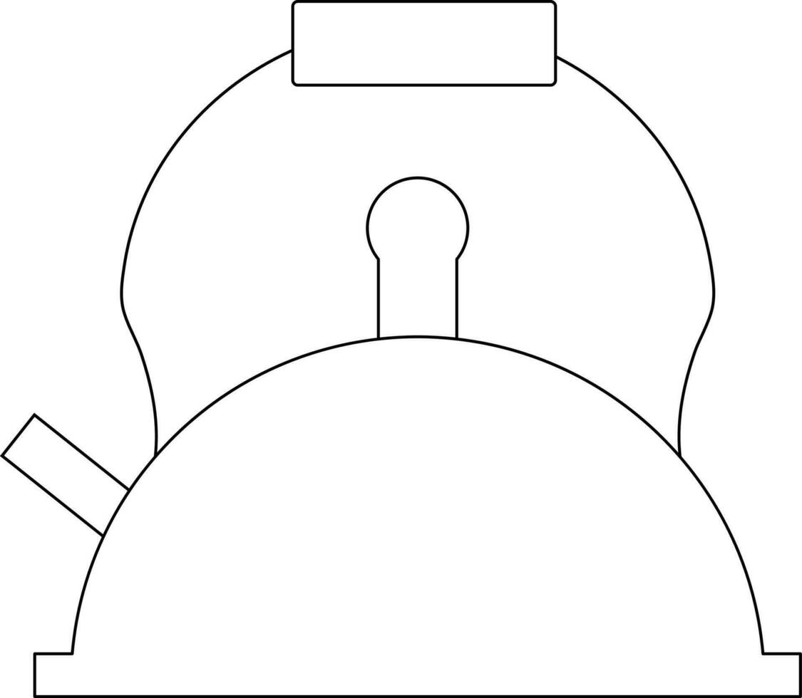 Illustration of retro kettle in black line art. vector