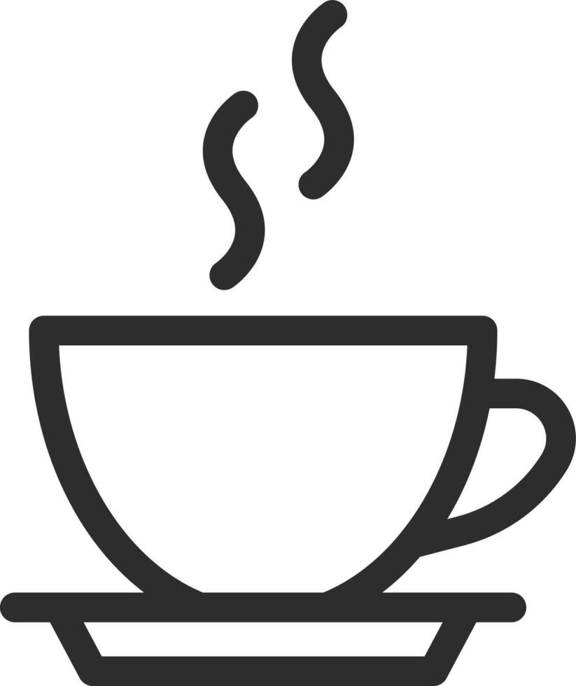 Hot tea cup with icon in line art. vector