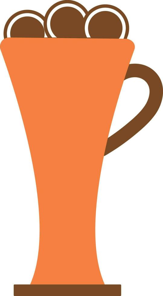 marrón burbujas en naranja vaso en plano estilo. vector