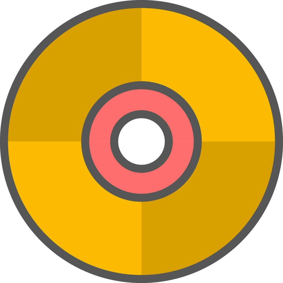 Flat style CD or DVD icon in yellow and red color. vector