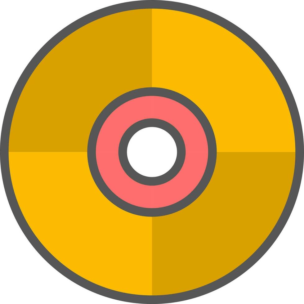 Flat style CD or DVD icon in yellow and red color. vector