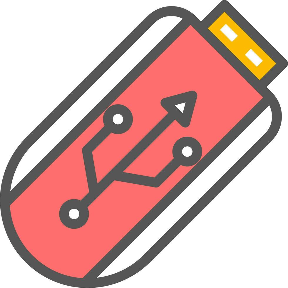 Flat style USB icon in colorful color. vector