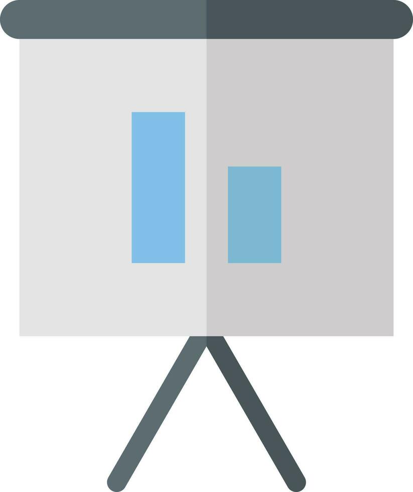 Bar graph on presentation board icon in grey and blue color. vector