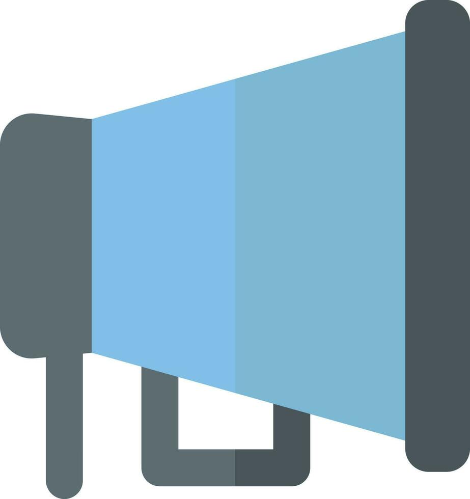 gris y azul megáfono icono en plano estilo. vector