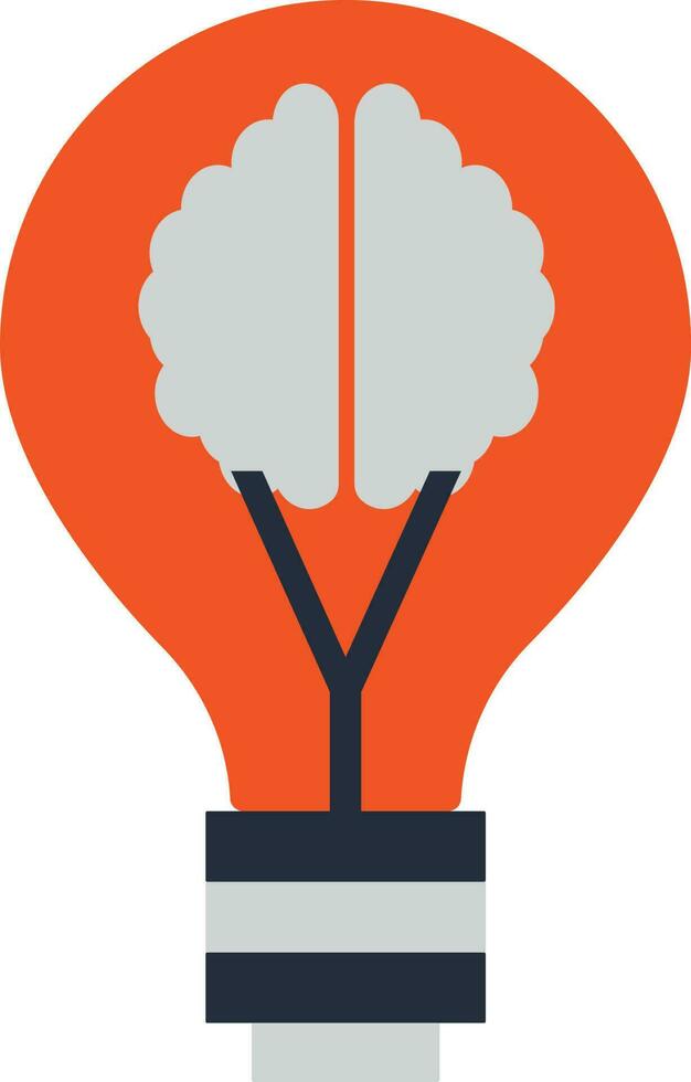 Icon of bulb inside brain in illustration. vector