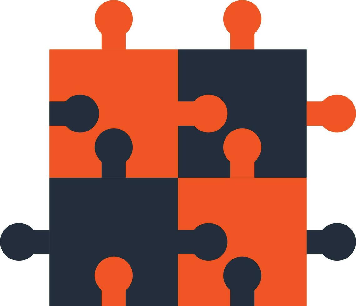 Orange and black color of puzzle icon in illustration. vector