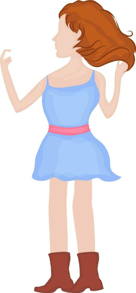 Cartoon character of a girl, standing in stylish pose. vector