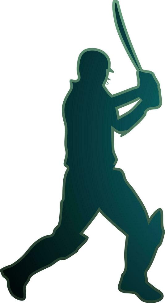 Silhouette of batsman playing cricket pose. vector