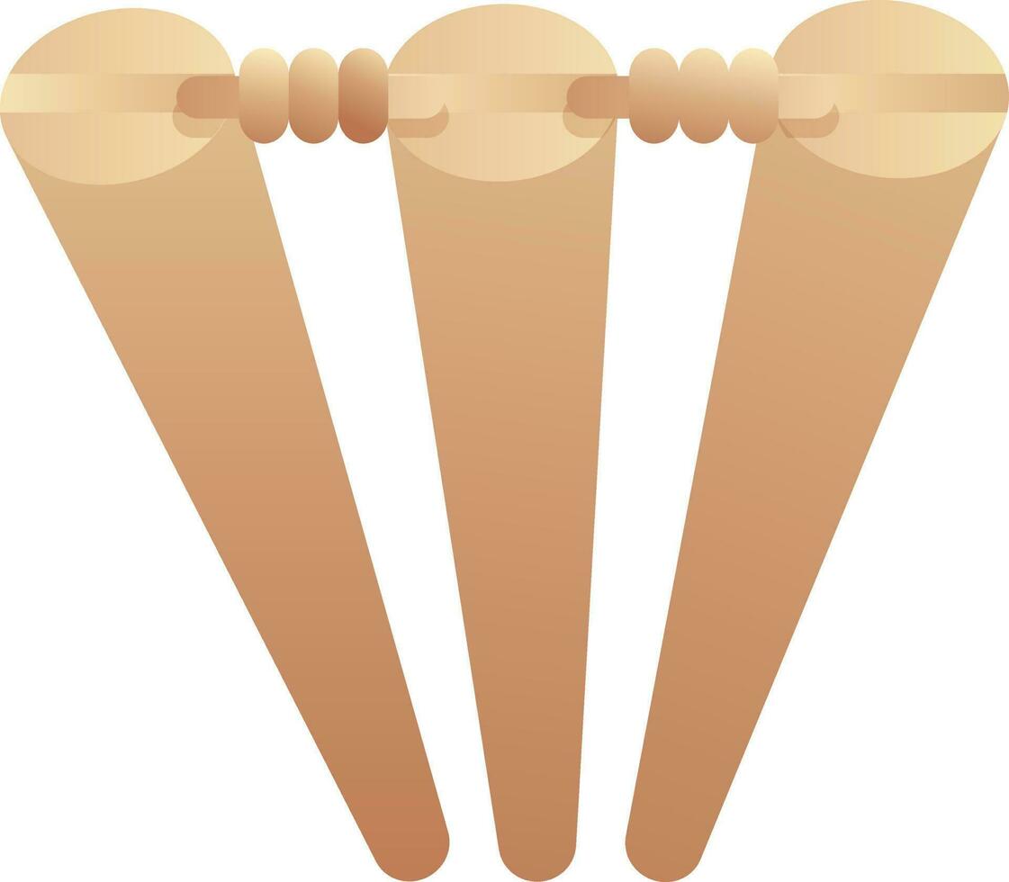 Top view of cricket stumps with bails. vector
