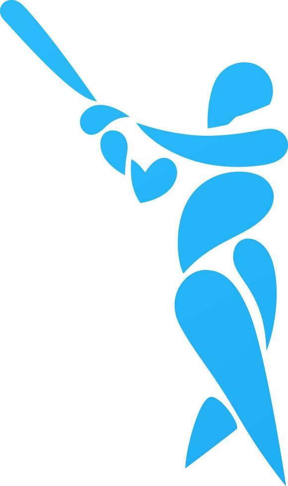 Cricket batsman icon made with sky blue color. vector