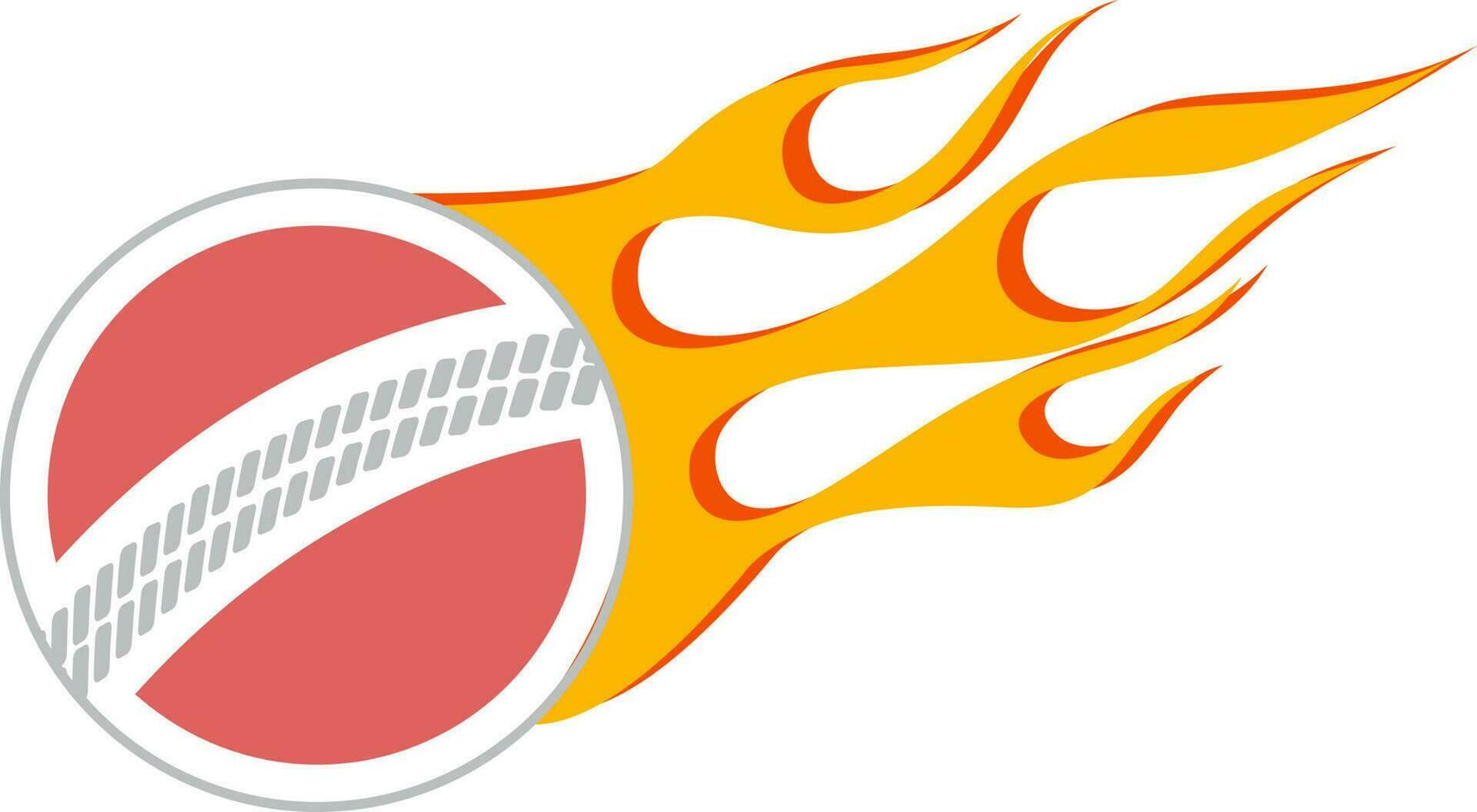 Flat illustration of flaming cricket ball. vector