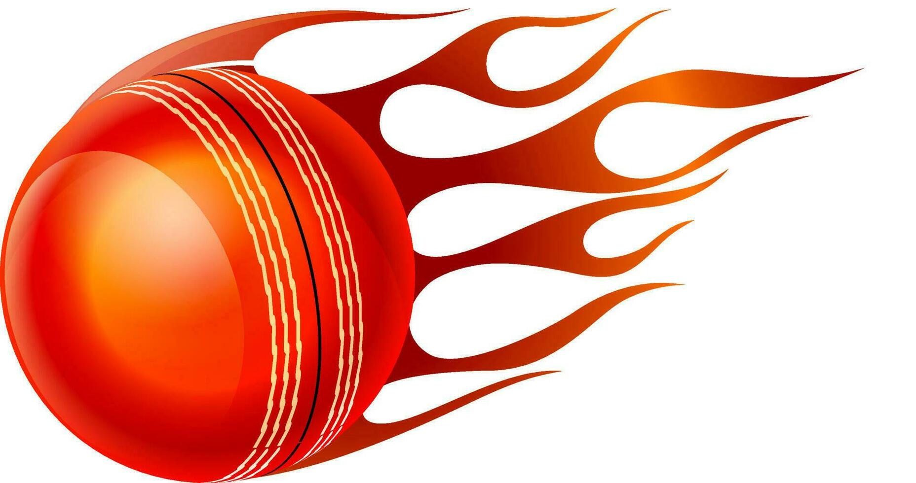 Shiny illustration of flaming cricket ball. vector