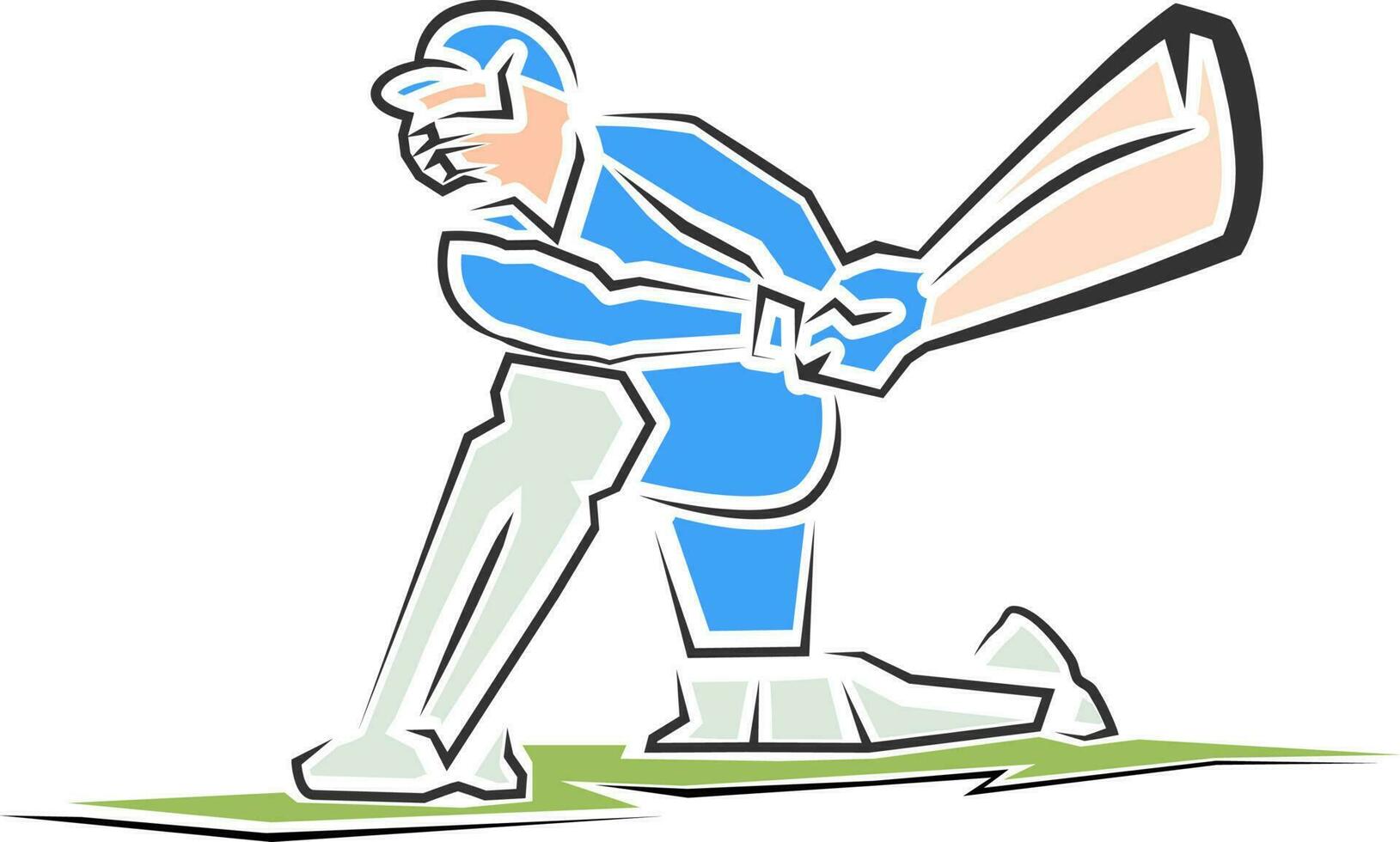 Line art illustration of batsman. vector