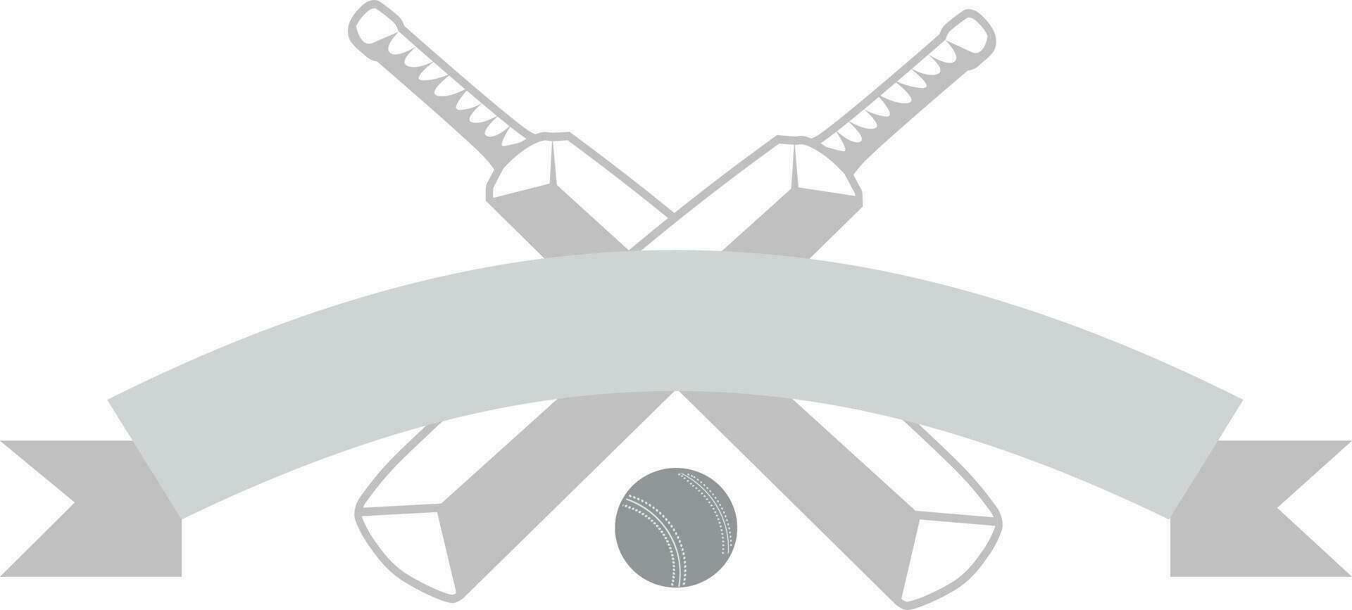 Crossed bats with ball and ribbon for Cricket. vector