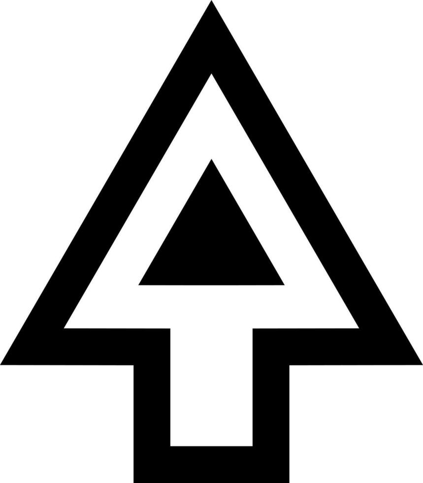 Up direction path icon in glyph style. vector