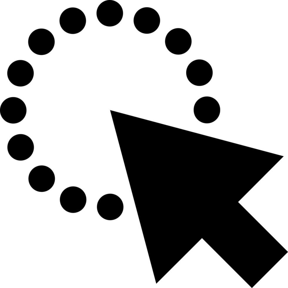 cursor con circulo puntos icono en plano estilo. vector