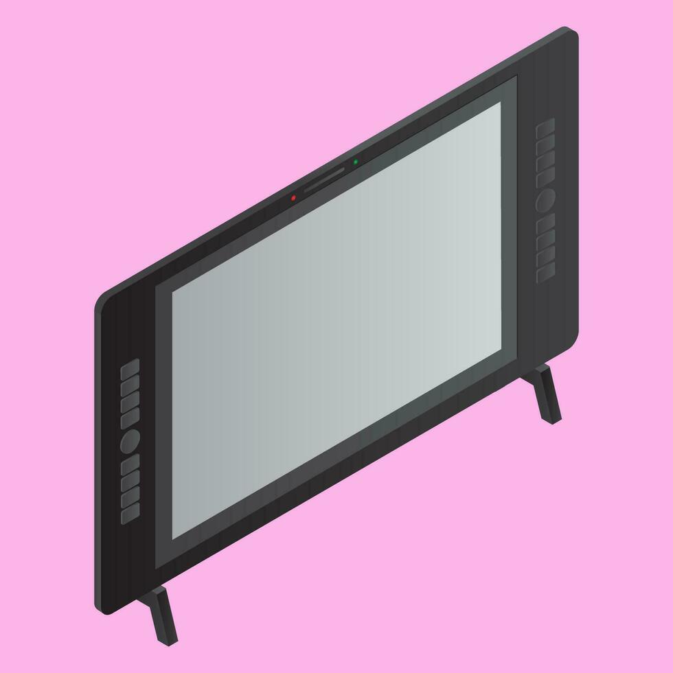 3D illustration of Black Graphic Tablet or Pen Tab on pink background. vector