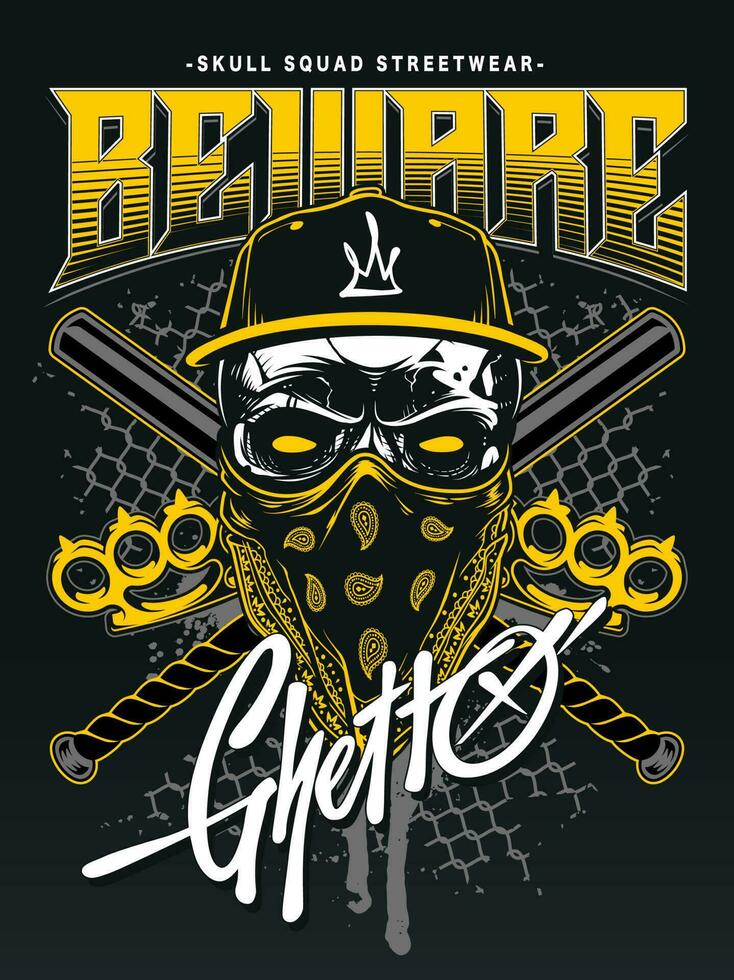 Beware Ghetto Streetwear vector