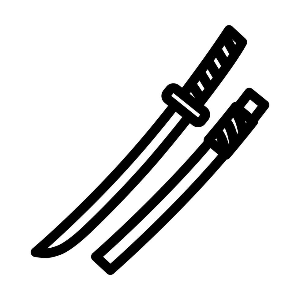 katana arma militar línea icono vector ilustración