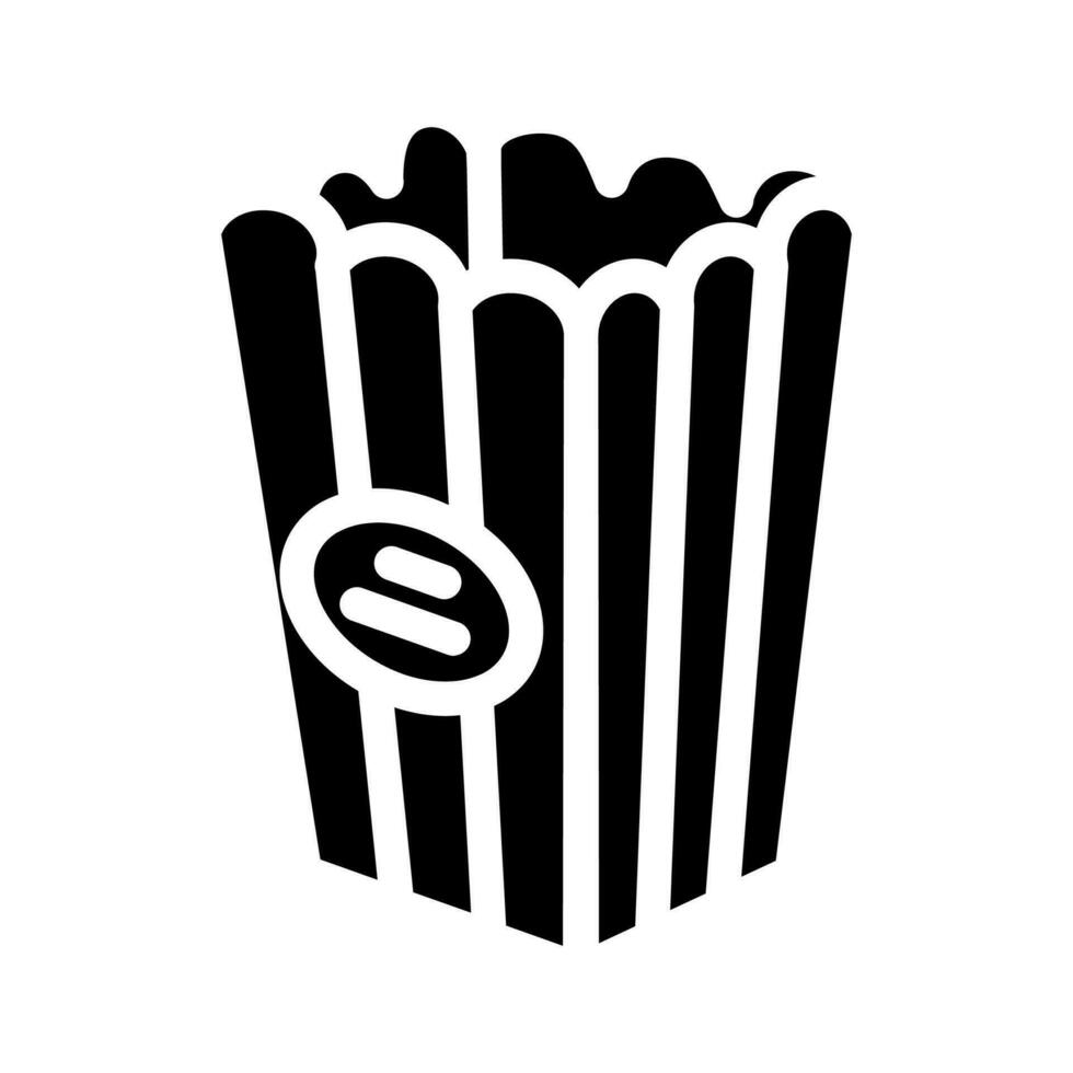 Cubeta palomitas de maiz caja delicioso glifo icono vector ilustración