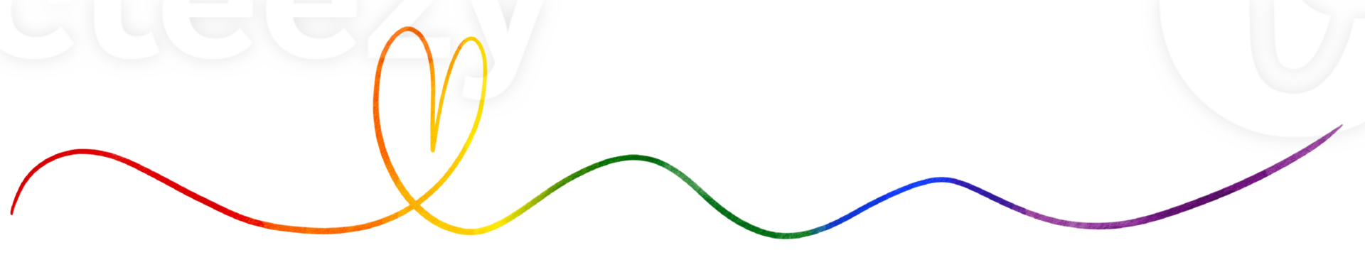 arcobaleno lungo linea nel cuore forma acquerello spazzola isolato su png