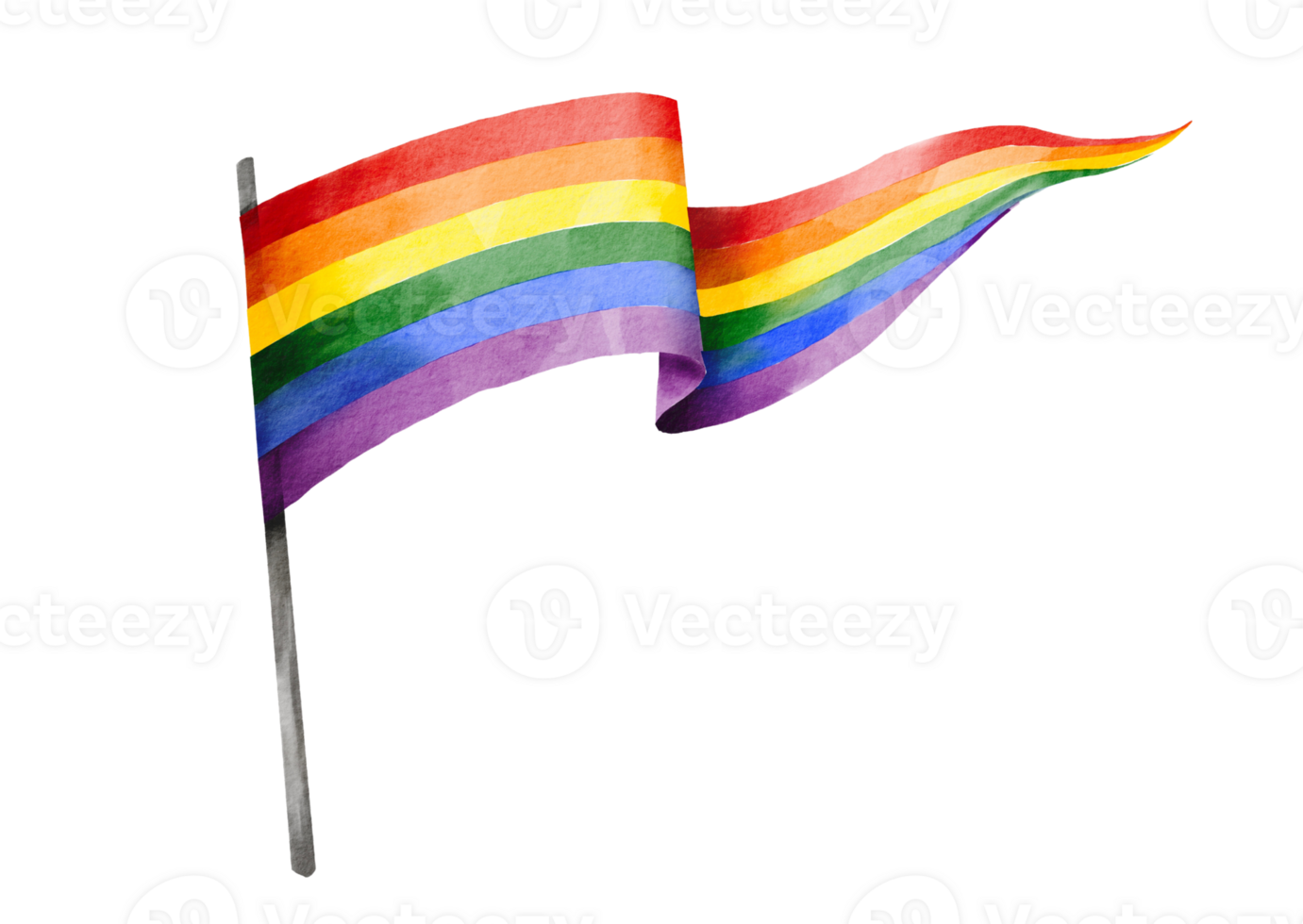 Rainbow  flag watercolor brush background on png