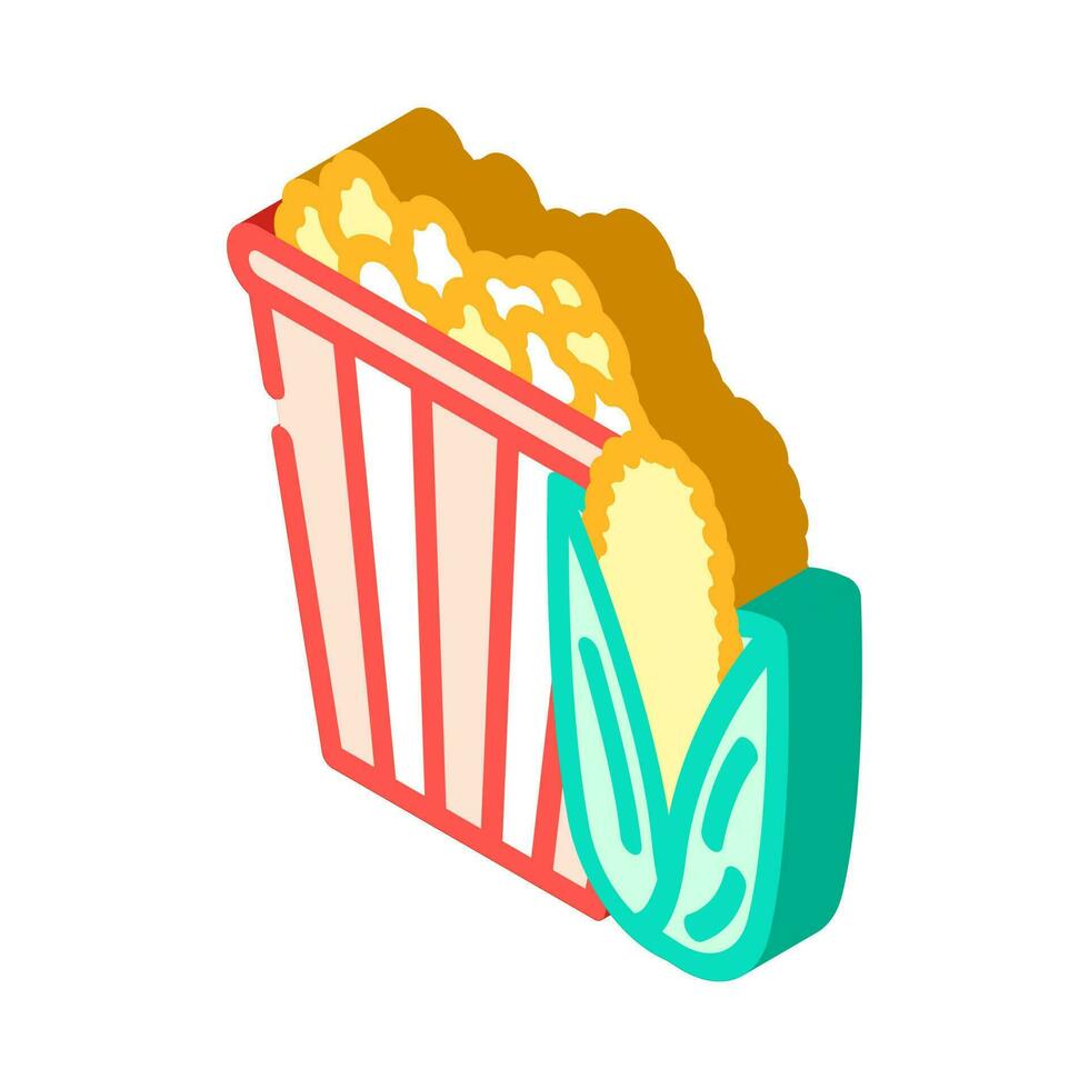 popcorn corn yellow isometric icon vector illustration