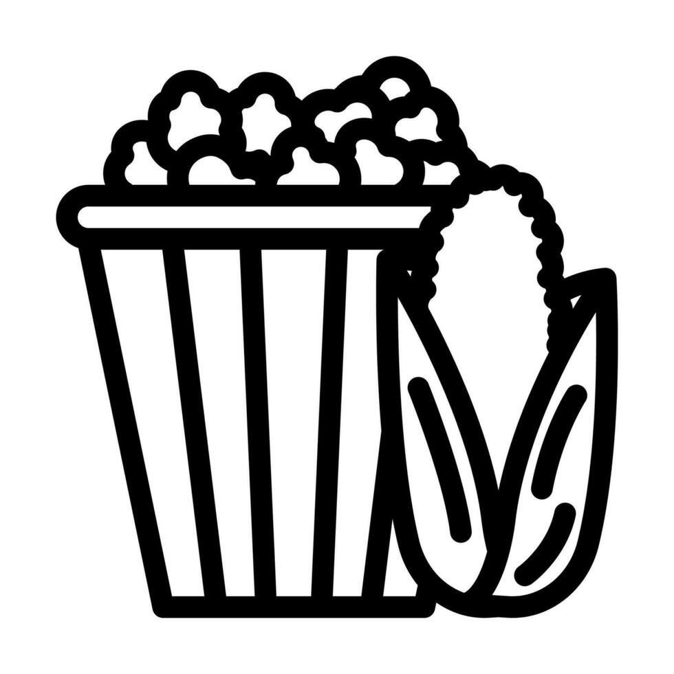 popcorn corn yellow line icon vector illustration