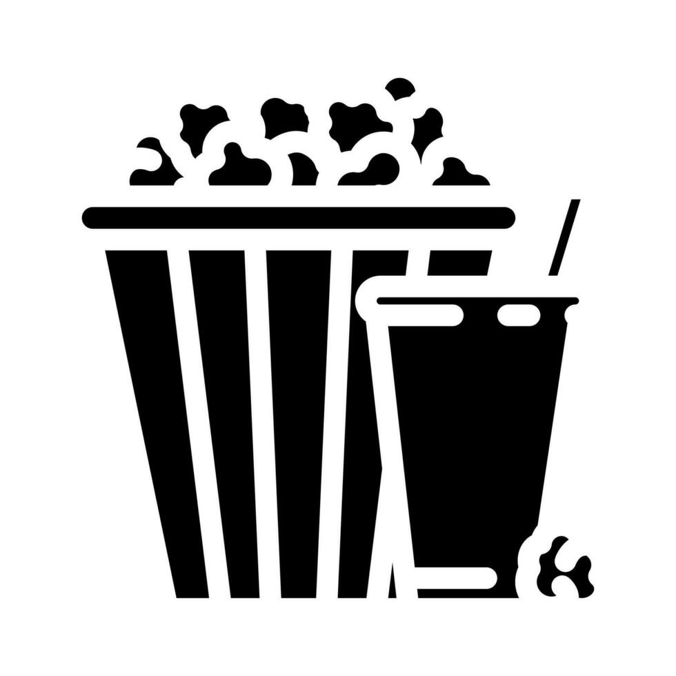 popcorn soda drink glyph icon vector illustration