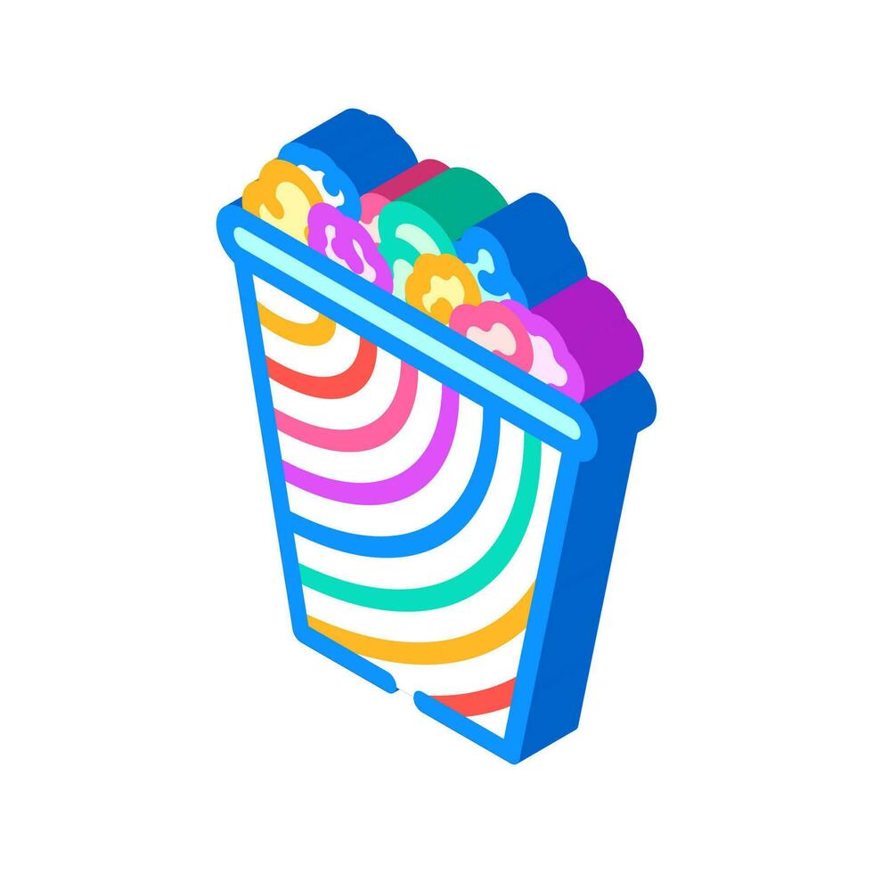 sweet rainbow popcorn food isometric icon vector illustration