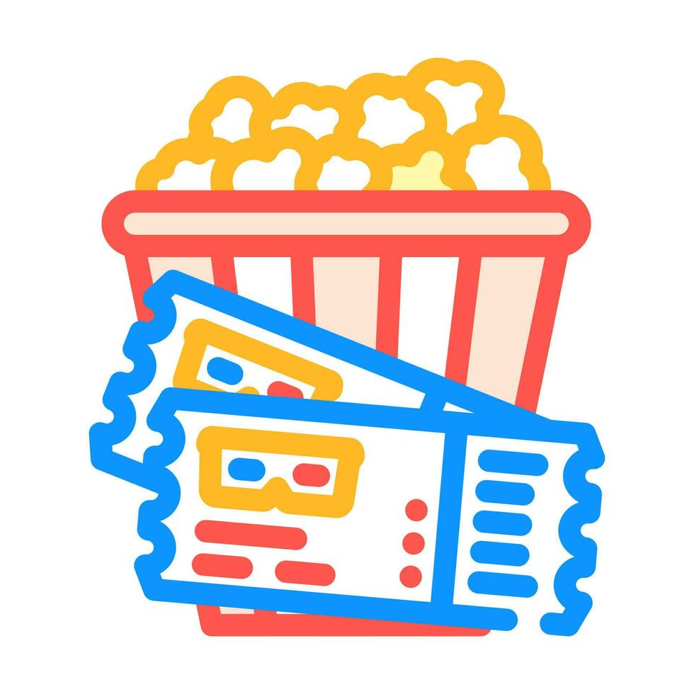 popcorn tickets cinema color icon vector illustration