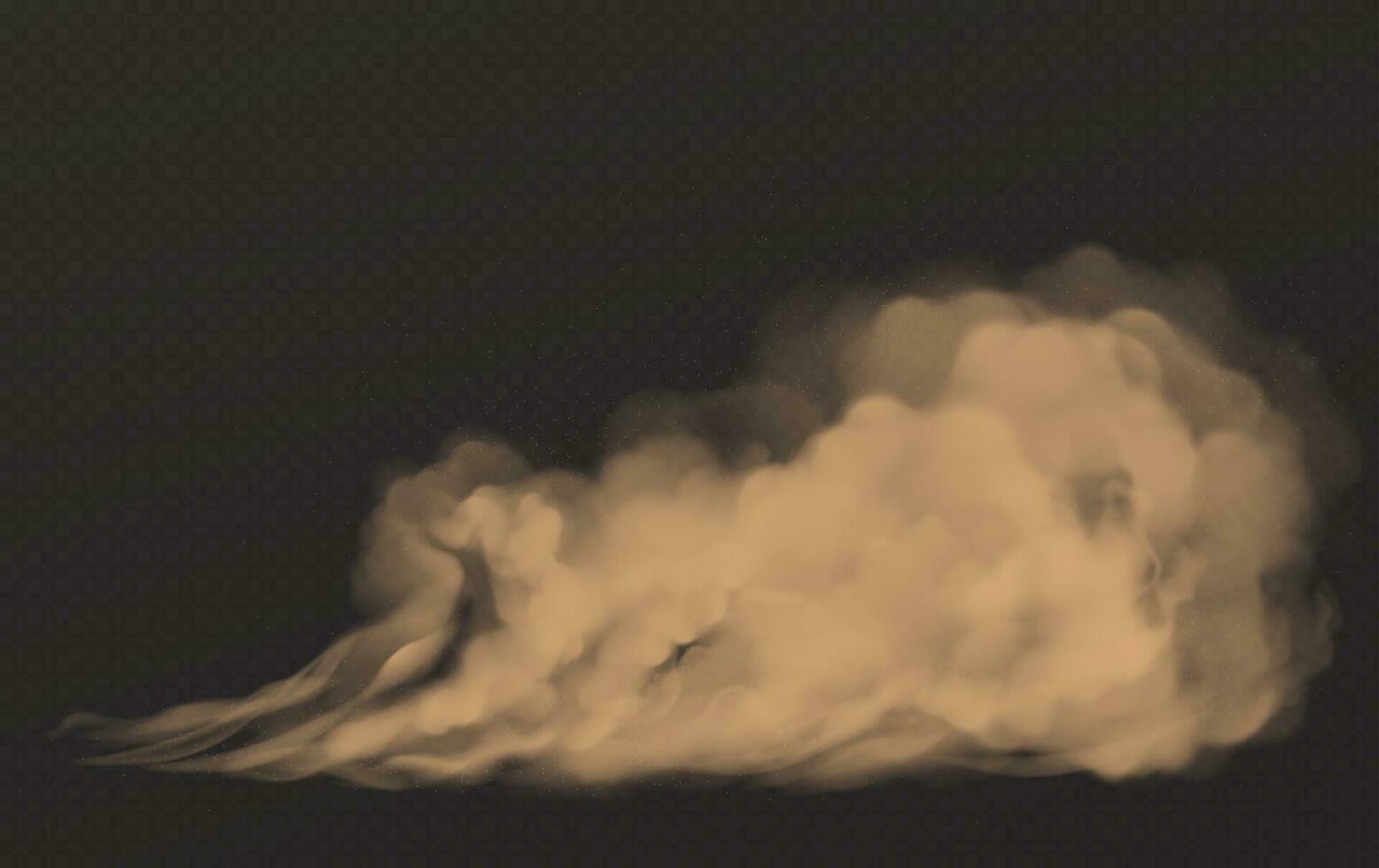 Dust cloud, dirty brown smoke, heavy thick smog vector