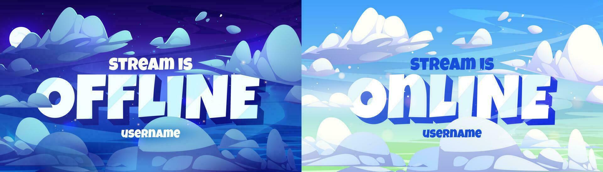 Offline and online stream banners set vector