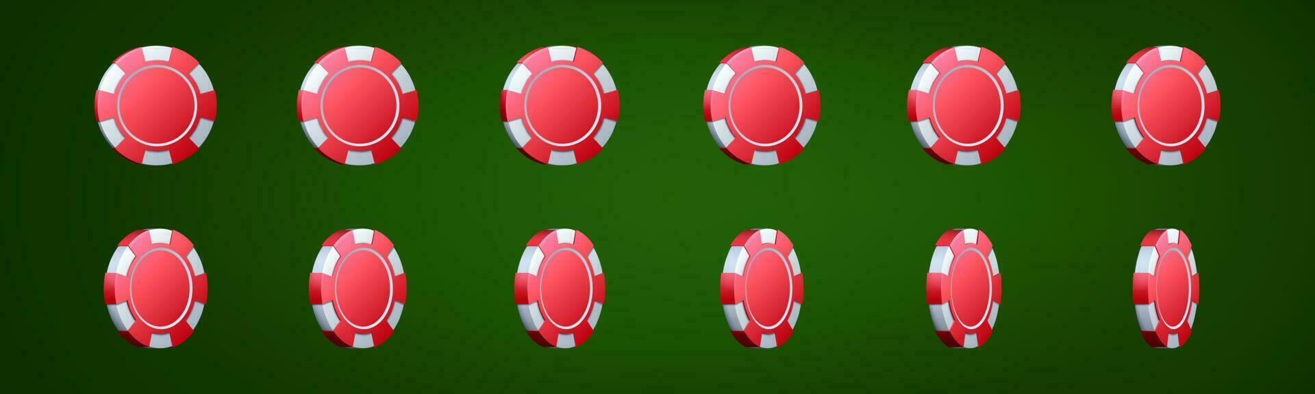 3d rojo casino club póker chip rotación vector