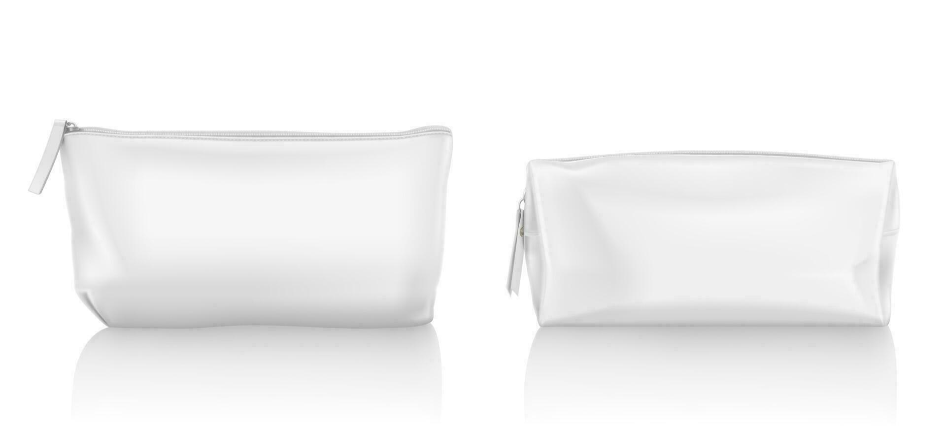 White cosmetic bag with zipper for makeup vector