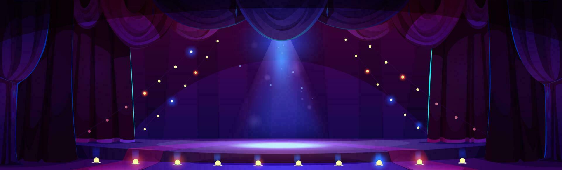 Cartoon circus stage night arena with curtain vector