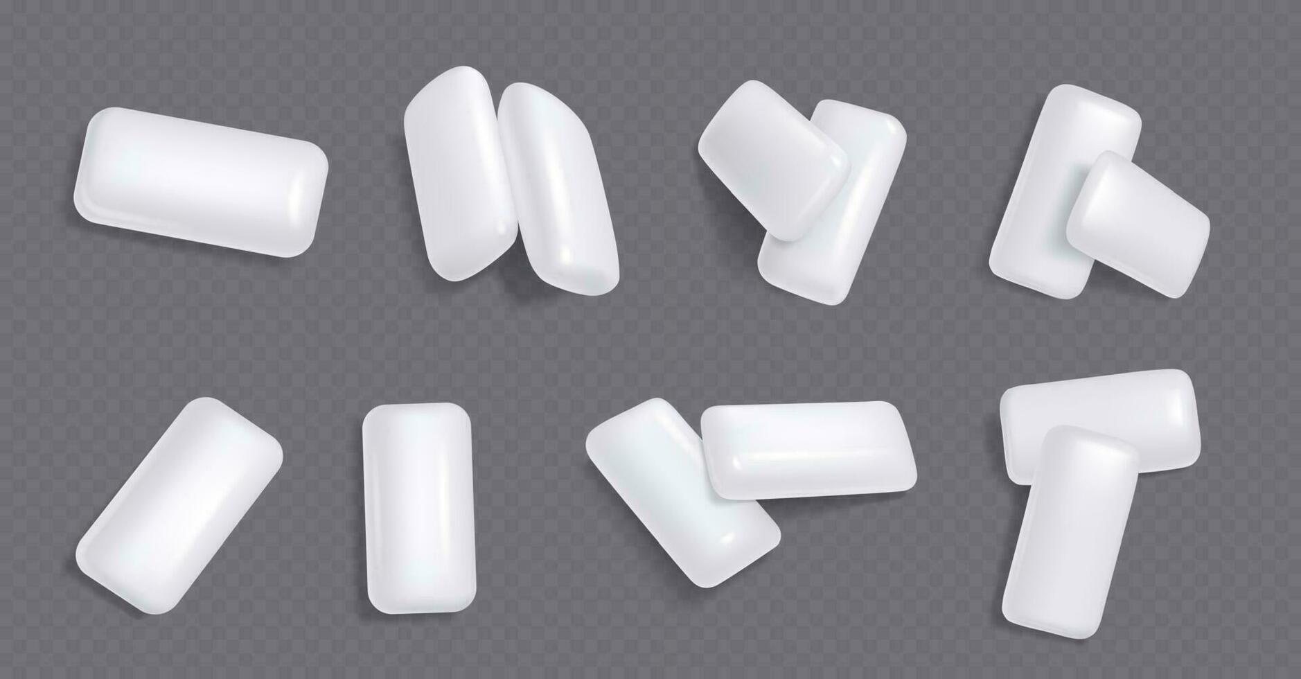 White chewing gums, mint candies for fresh breath vector