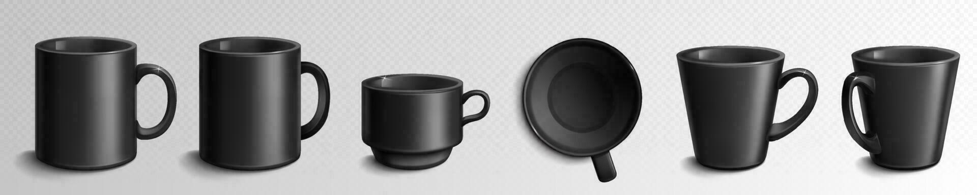 Black ceramic coffee mug vector mockup template