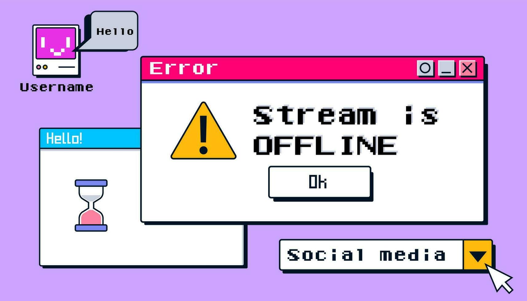Offline stream y2k banner design vector