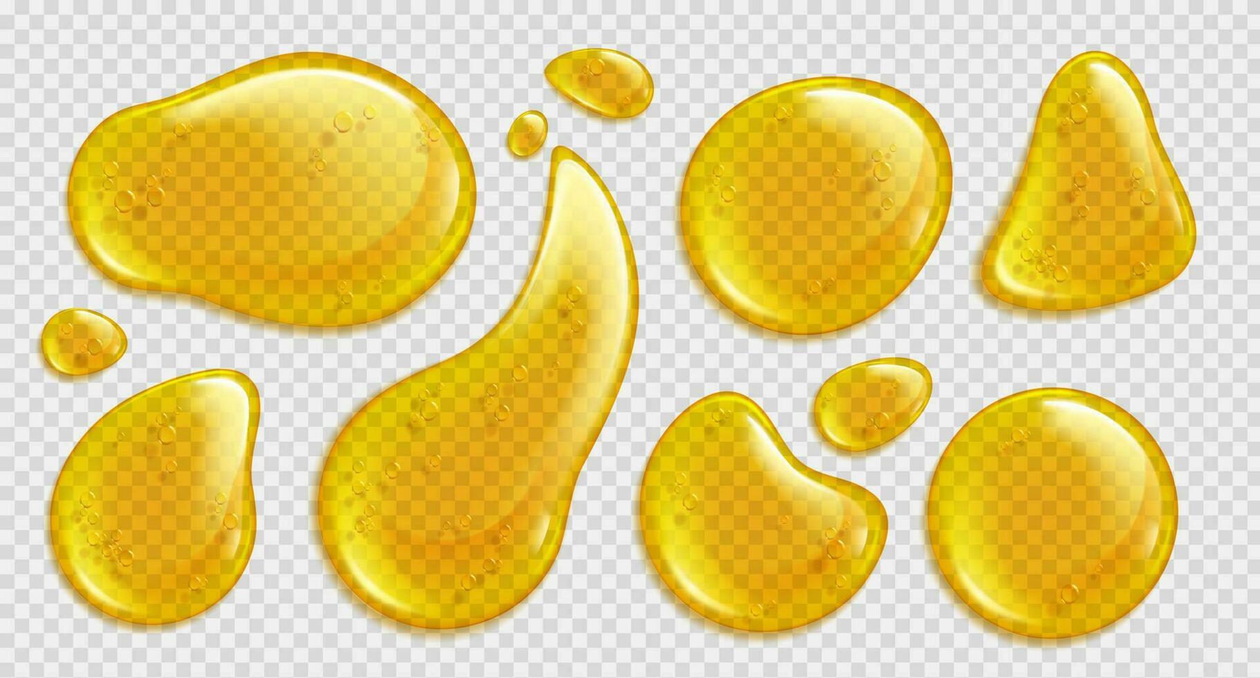 oro miel o amarillo argán petróleo vector gotita conjunto