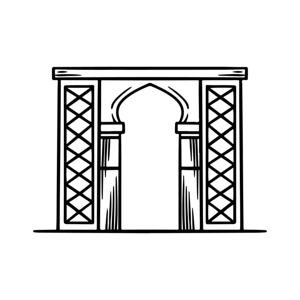 Islamic gate building hand drawing vector. vector