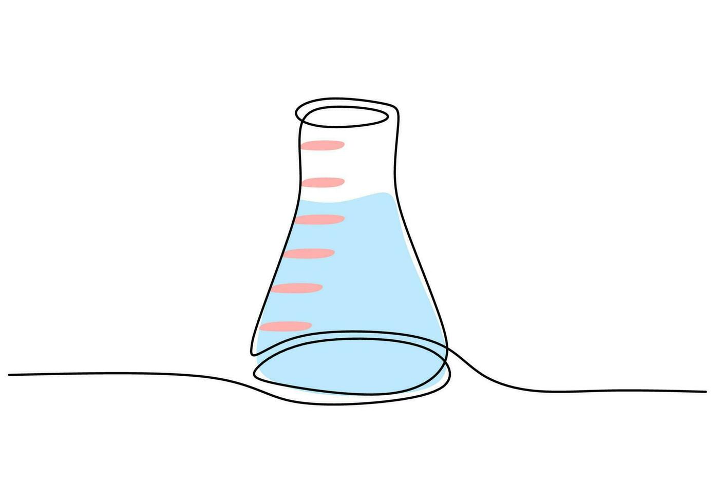 Erlenmeyer flask - Laboratory equipment and tools object, one line vector