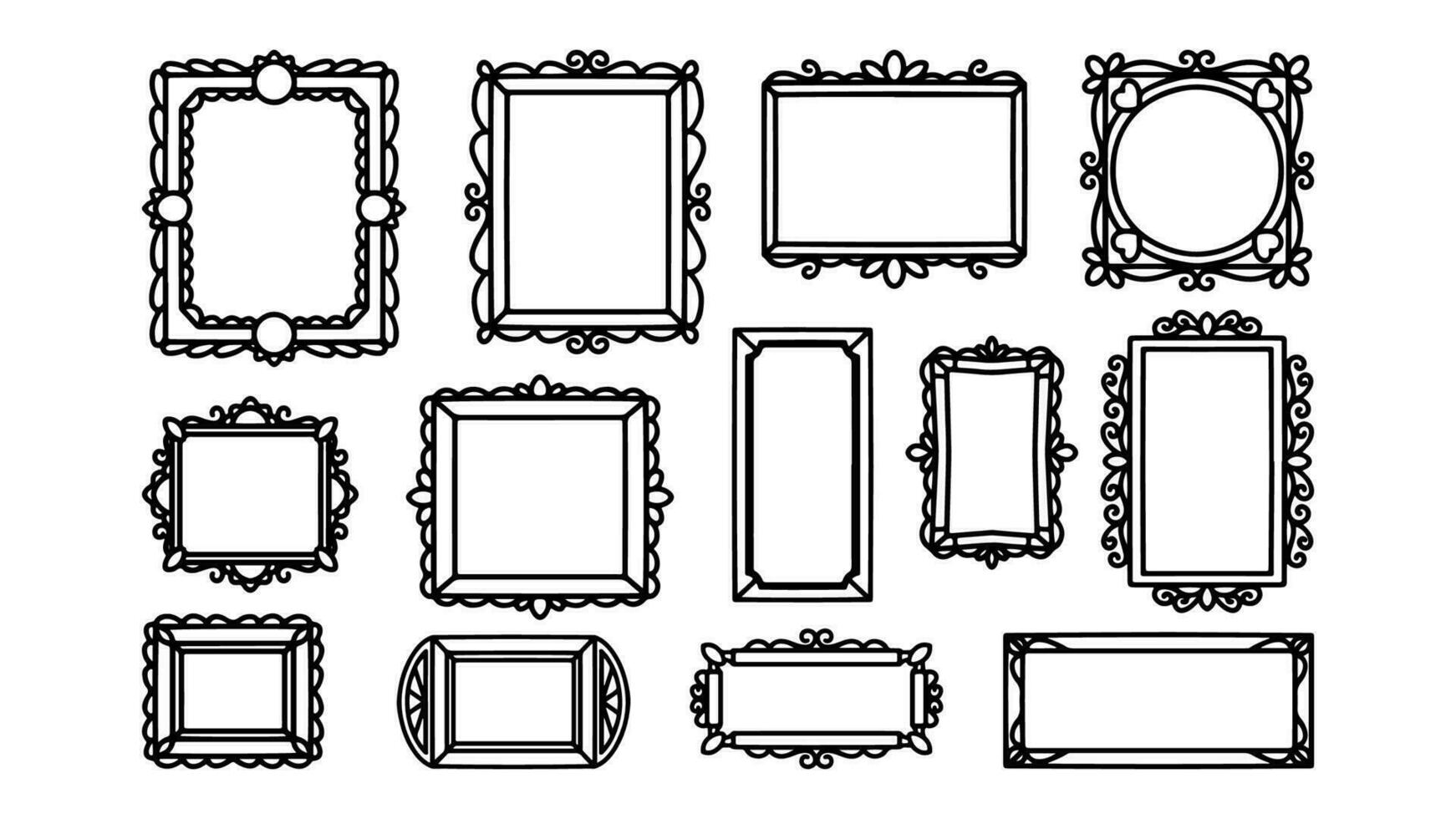 Hand drawn frames vector. Vintage doodle sketch picture frame ...