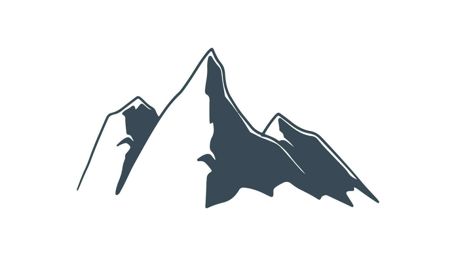 Mountain peak icon silhouette. Vector of simple vintage design logo.