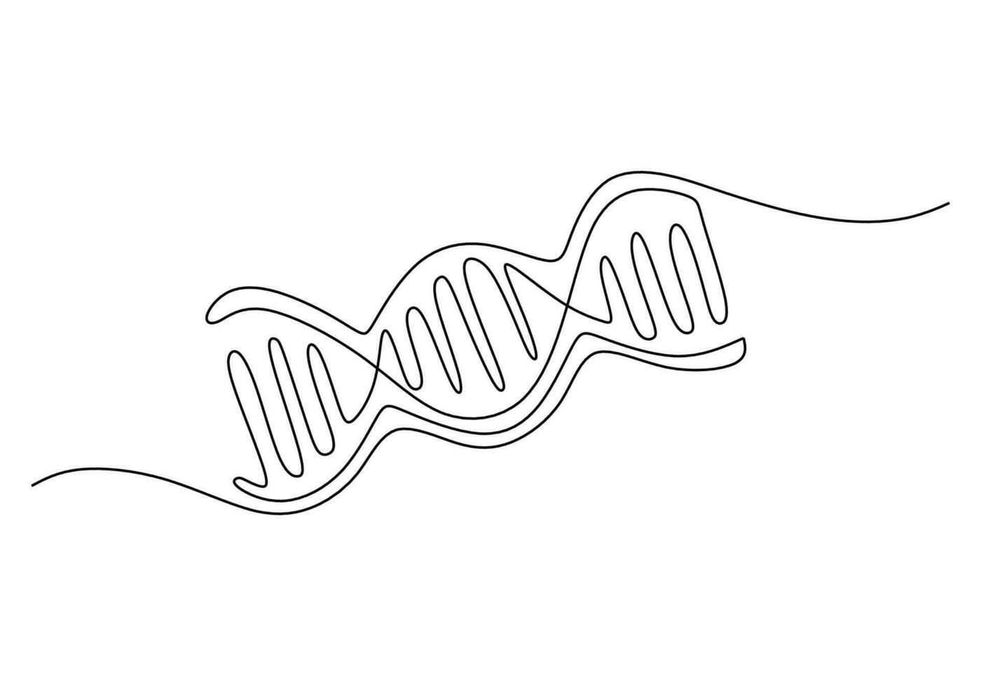 One continuous single line drawing of dna isolated on white background vector