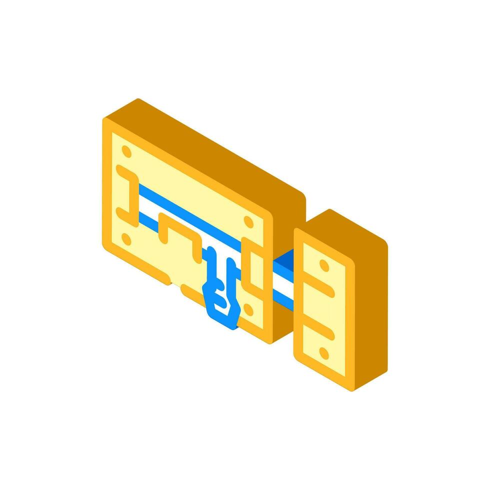 latch door hardware furniture fitting isometric icon vector illustration